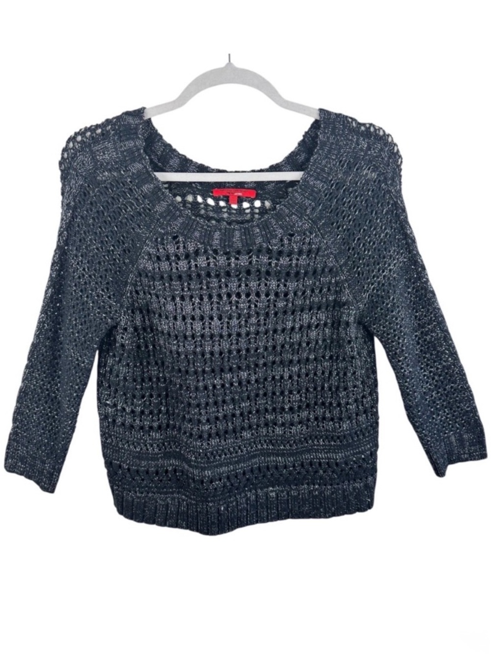 Narciso Rodriguez For Design Nation Black Gunmetal Metallic Sweater Edgy Rock XL